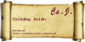 Csikány Jolán névjegykártya